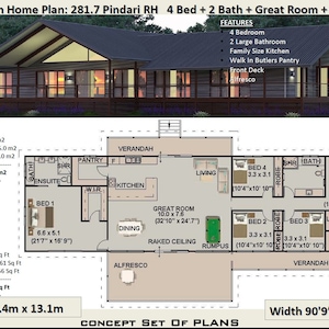 281 m2 | 3024 sq foot  |  4 Bedroom house plan 281.7 Pindari RH |  Concept House Plans For Sale