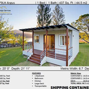 Construction Plan#479 LH Argus: house plans-shipping container-Construction Set Plans Conex house plans | Container home | Granny Flat