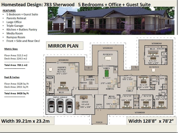 783 M2 8428 Sq Foot 6 Bedroom House Plan 783 Sherwood Concept House Plans For Sale Country House Plans Farmhouse Home Plans