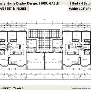 Multi Family Duplex House Plans/ 8 Bedroom Home/ modern duplex Multi Family Duplex dual duplex design Concept House Plans For Sale image 3