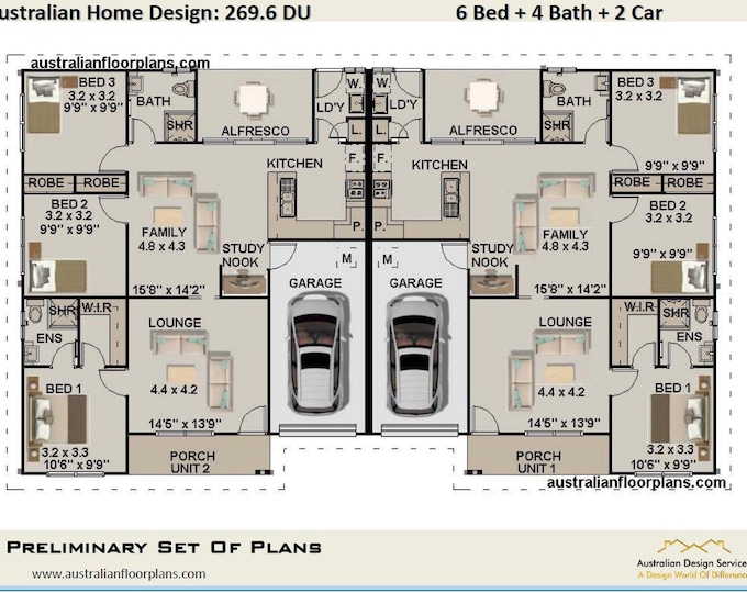 6 Bedrooms duplex design | Best Selling House Plans Duplex Design