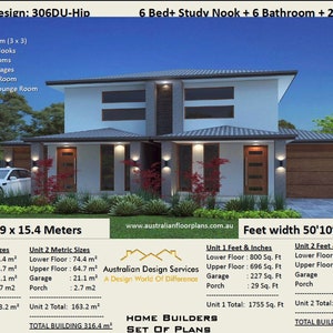 6 Bed + Study Duplex Plan house plan | 3405 Sq. Foot |  316.4 Sq. Meters |  semi-detached house plan |  Multi Living Plans | Twin Home plans