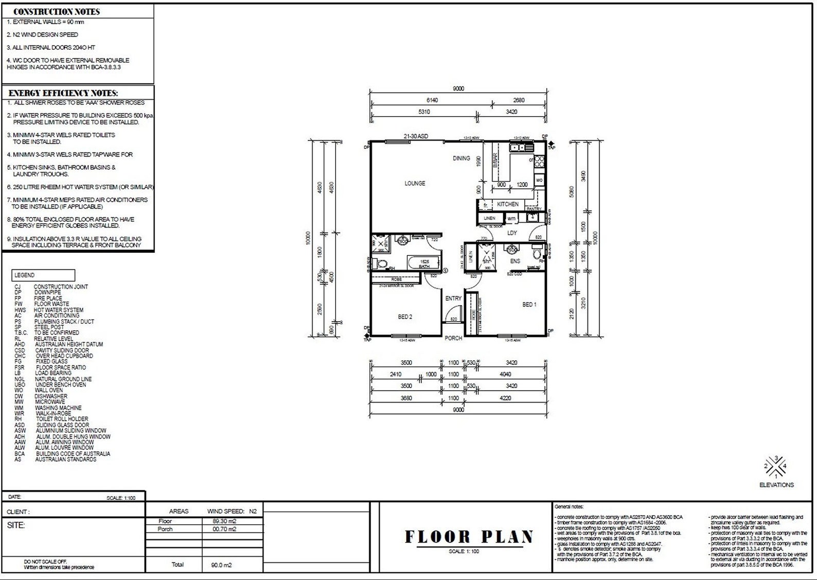 Best Selling 2 Bedroom House Plans, 968 Sq Feet or 90 M2 - Etsy