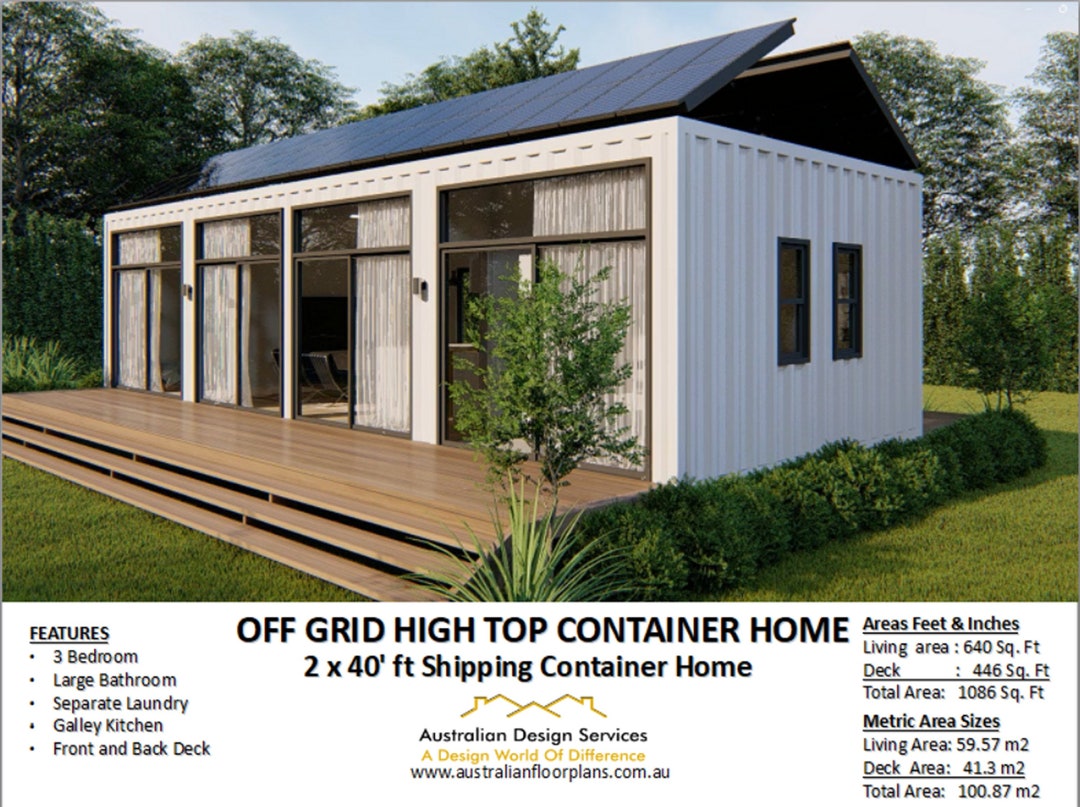 CONSTRUCTION SET / off the Grid Shipping Container House Plans 640 Sq