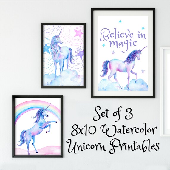 Unicorn Theme Unicorn Room Decor Unicorn Party Unicorn Gift Unicorn Room Unicorn Decor Unicorn Wall Art 3 8x10 Unicorn Printables
