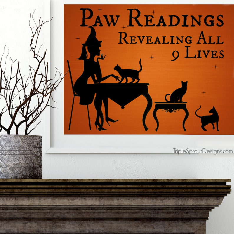Halloween Decor Halloween Wall Art Halloween Art Cat Decor Etsy