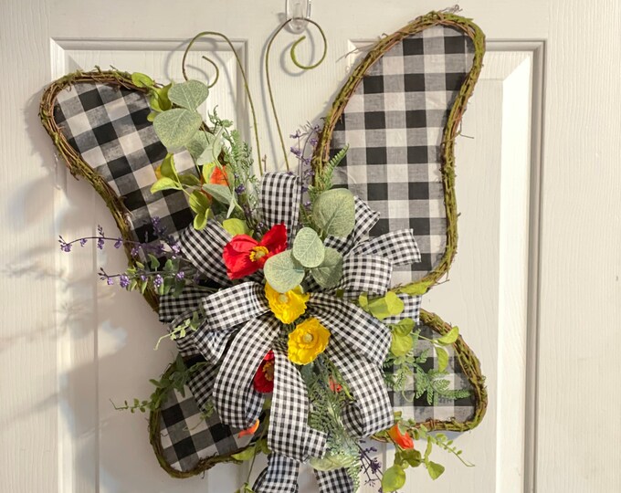 Summer Butterfly Front Door Hanger Front Door Butterfly Etsy