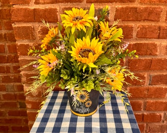 Kitchen Sunflower Floral, Summer Floral Decor,  Sunflower Centerpiece, Sunflower Table Floral, Mothers Day Gift