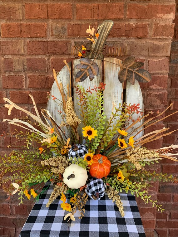Fall Pallet Pumpkin Mantle Floral Fireplace Mantel Floral Etsy