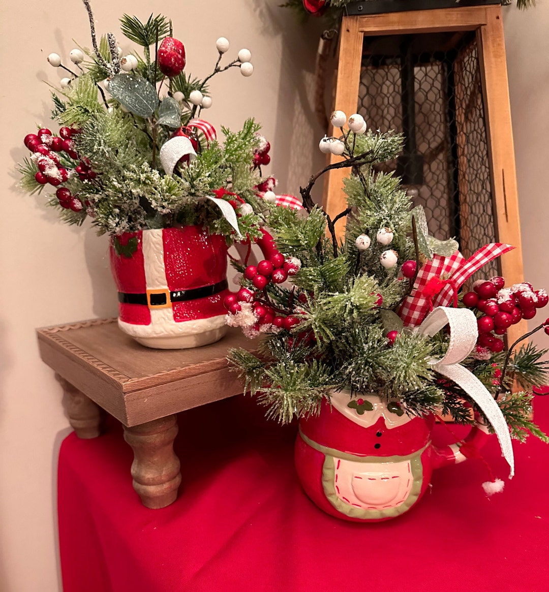 Santa Peppermint Christmas Centerpiece, Christmas Coworker Gift