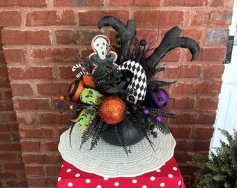 Halloween Black Cauldron Witch's Leg Floral Halloween - Etsy