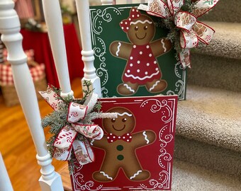 Gingerbread Christmas Kitchen Wall Decor Set, Coffee Bar Candy Land Themed Floral, GingerbreadKitchen Hot Cocoa Bar Decorations