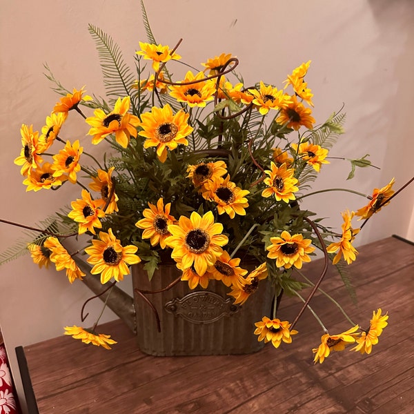 Farmhouse Floral Arrangement, Country Rustic Centerpiece, Yellow Daisy Floral, Summer Floral, Front Porch Decor, Mothers Day Gift