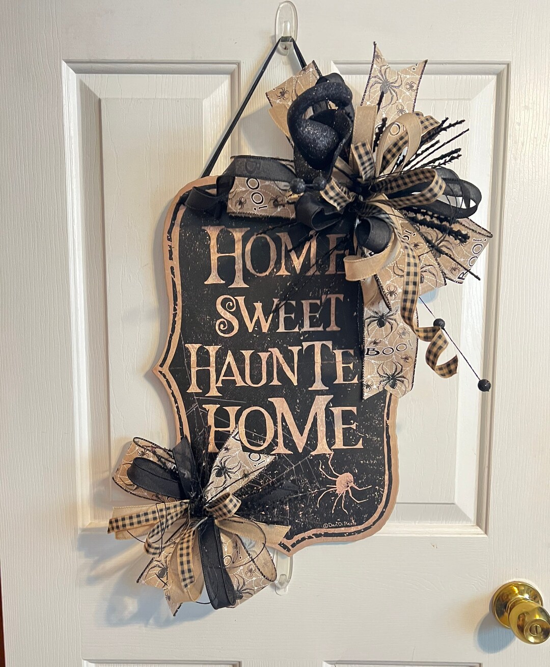 Halloween Haunted House Door Sign for Front Door, Spooky Home Sweet