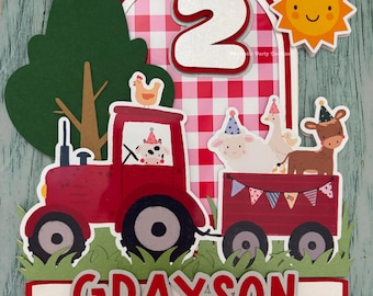 3D Farm Cake Topper Barn | Farm Birthday Party Decor | Farm Animals Cake Topper | Kids Birthday Cake Decoration | Farm Barn Tractor Cake