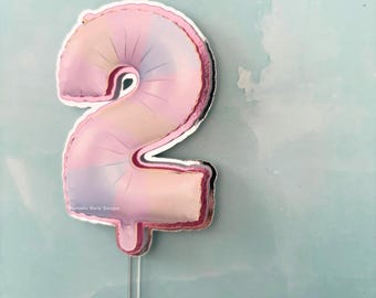 Foil Balloon Number Cake Topper | Birthday Number Topper | Minimal Cake Decoration | Any Age | Party Cake Topper | 3D Foil Metallic Balloon