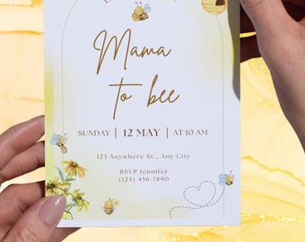 Mama To Bee Baby Shower Invitation | Bee Themed Baby Showee Invite | What Will It Bee Party | Digital Template | Honey Bee Baby Shower