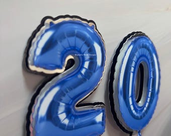 Foil Balloon Number Cake Topper | Birthday Number Topper | Minimal Cake Decoration | Any Age | Party Cake Topper | 3D Foil Metallic Balloon