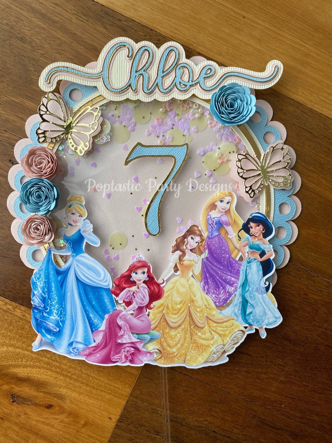 Disney Princess Cake Topper 3D Shaker Customise Princess Birthday Cake ...