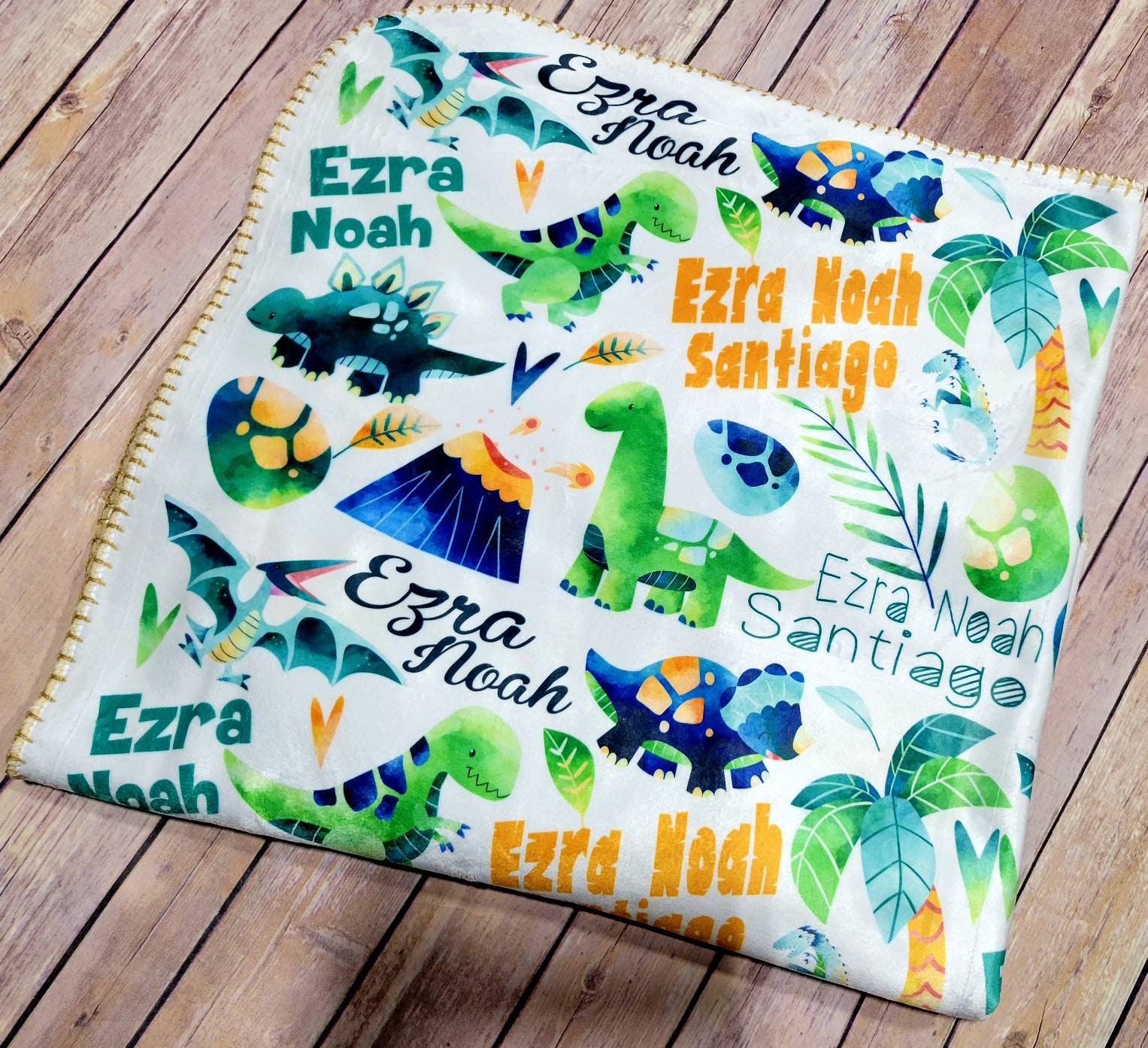 Dinosaur Blanket With Name Baby Dinosaur Blanket Custom Etsy UK