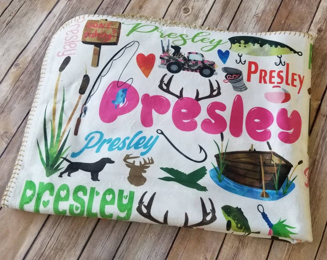 Girl Fishing Blanket. Girl Hunting Blanket. Personalized Etsy