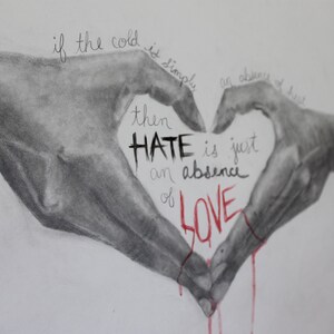 La ausencia de amor - Carbón y acuarela dibujo en papel