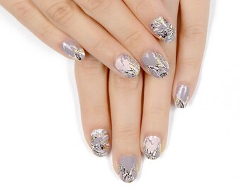 Pastel Marbled Movement Nail Wraps / Designer Nail Stickers ( 22pcs)