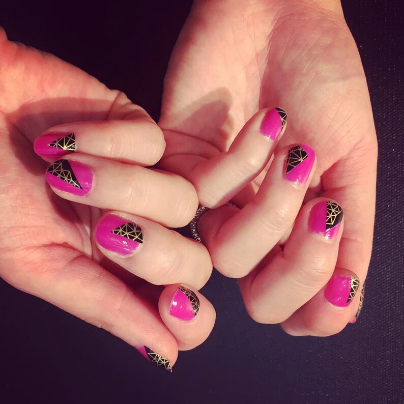 Black & Gold Digital Nail Wraps / Designer Nail Stickers 22pcs Etsy