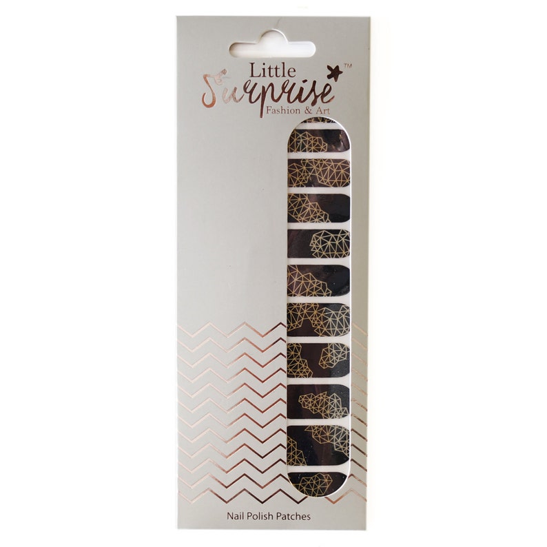 Black & Gold Digital Nail Wraps / Designer Nail Stickers 22pcs Etsy