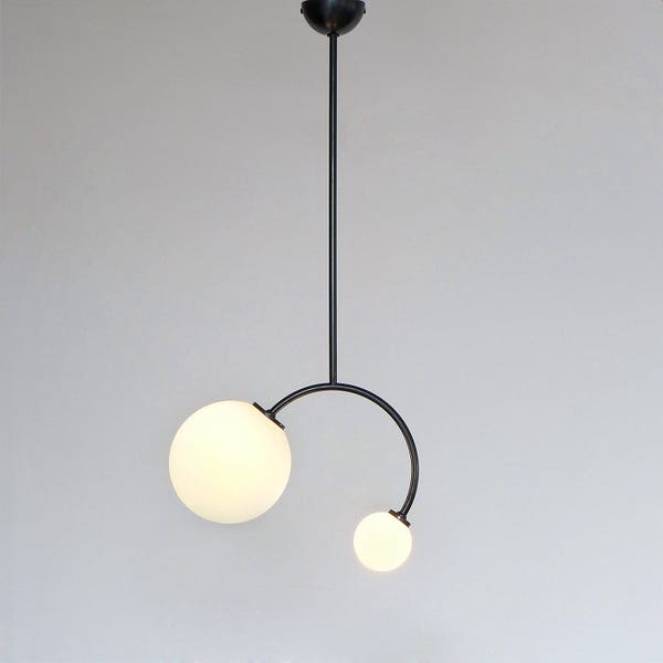 MINI DIGON Geometric Ceiling Lamp from Balance Lamp pendant lamp with two size white globe shades