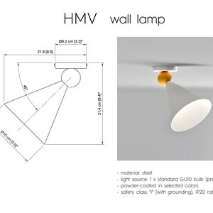 HMV Modern Cone-Shaped Wall or Ceiling Lamp Radical Design & Memphis Group Inspired, Directed Light image 3