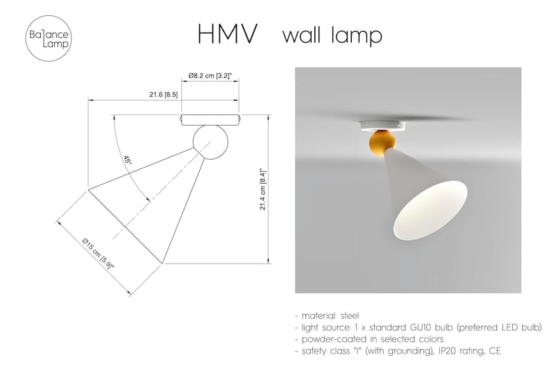 HMV Moderne Kegelförmige Wand oder Deckenlampe Radikales Design & Memphis Group Inspiriertes, gerichtetes Licht Bild 3