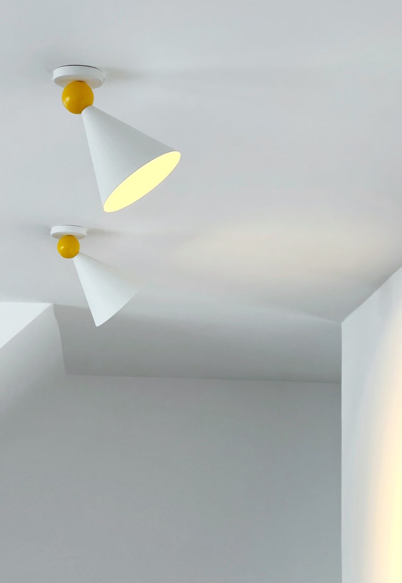 HMV Modern Cone-Shaped Wall or Ceiling Lamp Radical Design & Memphis Group Inspired, Directed Light image 4