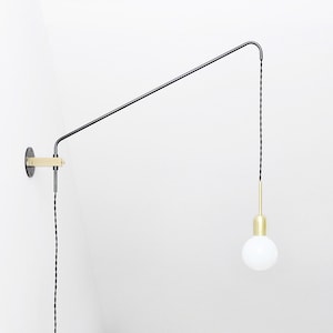 Brass and oxidized steel minimal Modern wall lamp, Potence lamp , Sconce lamp, Balance Lamp,