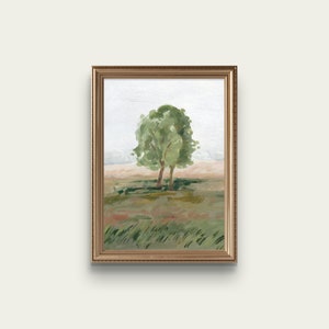 Pequeña pintura al óleo, galería de arte de pared, paisaje campestre, pintura de paisaje, obras de arte originales, arte de pared neutro, arte de árboles, paisaje forestal