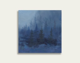 Navy Blue Wall Art, Forest Landscape Print, Aesthetic Room Decor, Dark Academia Art, Gallery Wall Art, Above Bed Decor, Forest Art Print