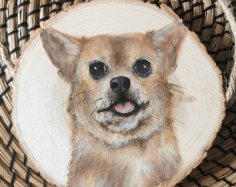 Handmade pet portrait wooden hanger