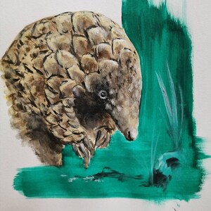 Arte originale della fauna selvatica, carta acrilica A4