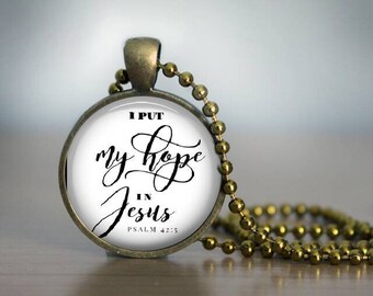 Christian Necklace, Bible Verse Necklace, Scripture Necklace, Psalm 42:5