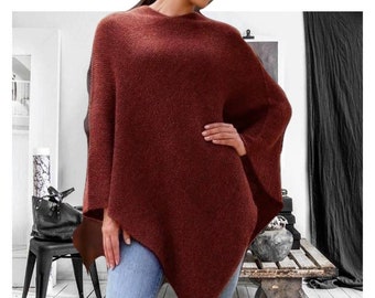 Soft oversized knit poncho baby alpaca Wrap over top or jacket Shawl for travel scarf-palatine unisex coat women's poncho men's poncho