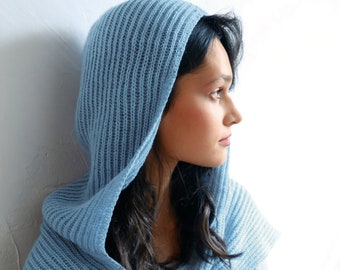 Hooded Scarf Wrap warmly!.travel scarf-palantine Soft oversized  scarf baby alpaca. Wrap over top or jacket.