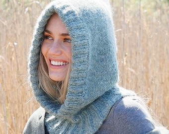 Knitted hoodie hat/balaclava in Alpaca  Hooded Scarf Wrap warmly!.travel scarf Soft oversized  scarf  alpaca