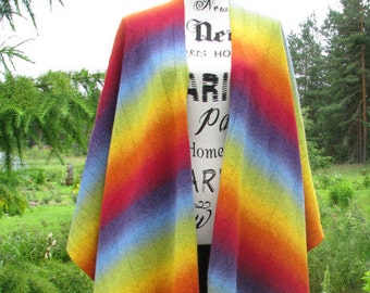 Knitted large poncho. coat, shawl, scarf. knit shawl. knit koat.  Yarn Kauni. knit poncho.  wool poncho. 100% Qualitet work.  Poncho rainbow