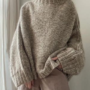 Oversize Hand Knitted Women Sweater, Soft Thick Wool Jumper, Knitted ...