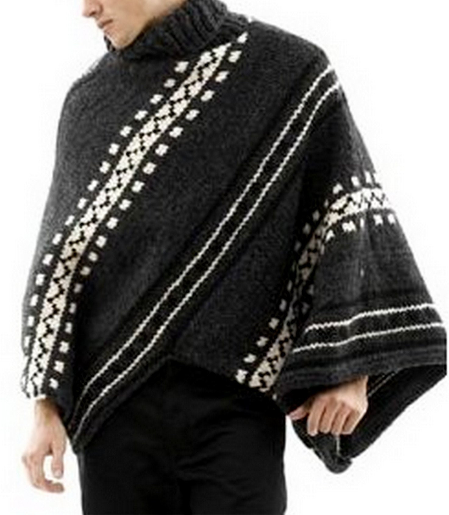 Men's Knitted Poncho Oversized Knit Poncho Blanket for Men Knit Wrap