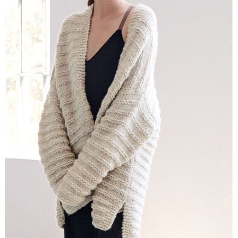 Knitted long jacket oversized cardigan fluffy light warm sweater Chunky Bulky loose knit sweater Loose fit wool sweater easy knit coat image 5