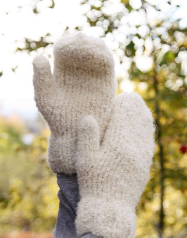 Knit Mittens in Alpaca Bouclé Knit Mittens Knitted Gloves Etsy