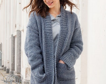 Knitted long jacket oversized cardigan fluffy light warm sweater Chunky Bulky loose knit sweater Loose fit wool sweater easy knit coat