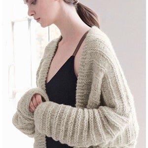 Knitted long jacket oversized cardigan fluffy light warm sweater Chunky Bulky loose knit sweater Loose fit wool sweater easy knit coat image 4