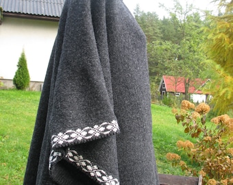 Scandinavian style knitted poncho with hood, stylish women's cape, wool sweater , handmade coat